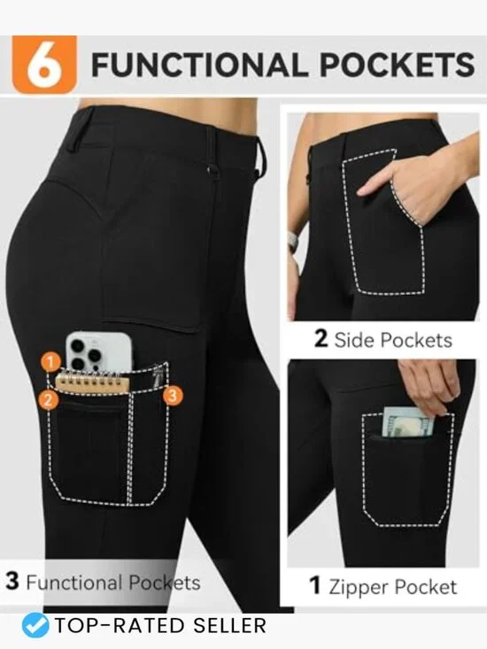 Stretch Cargo Pants High Waist Bootcut Flare Leggings Yoga Work Business Casual - Picture 4 of 7